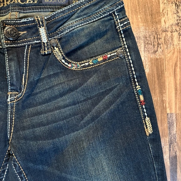 Vintage Grace in L.A. Dark Blue Y2K Bootcut Jeans - Picture 8 of 8